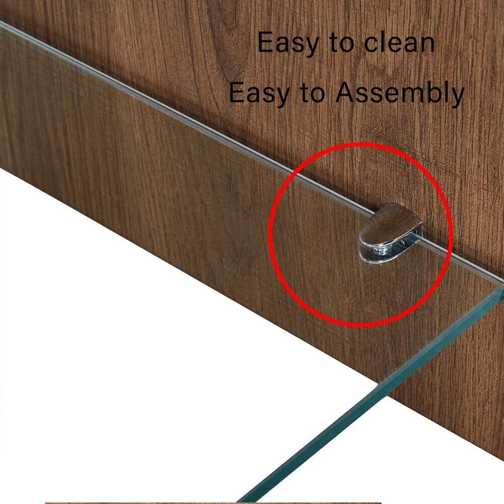 Coffee Table Wood Style Rectangular Side End Table TV Unit with Glass Storage Shelf for Living Room Office Furniture,Brown