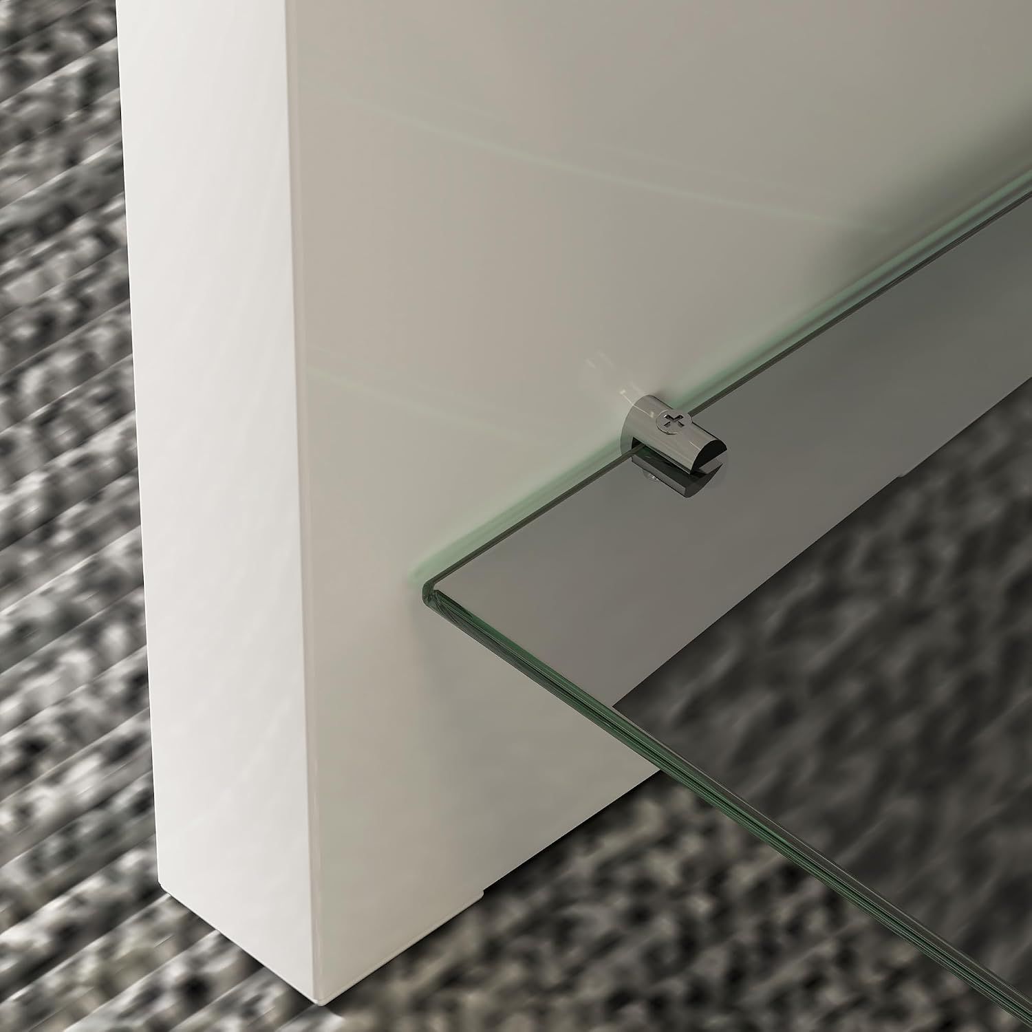 High Gloss White Coffee Table with Glass Shelf 2 Tier Storage 100cm
