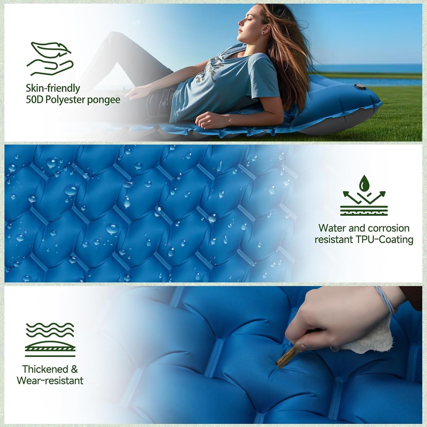 Ultralight Inflatable Camping Sleeping Pad 200x68cm