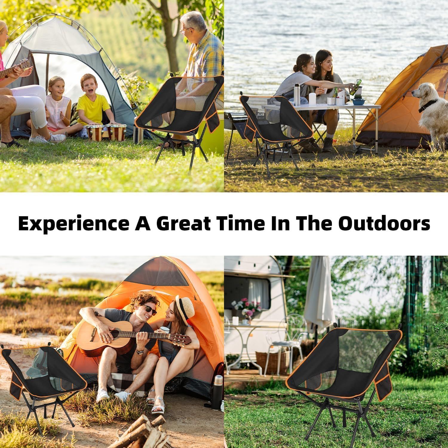 Lightweight Folding Camping Chair 150kg Capacity Orange