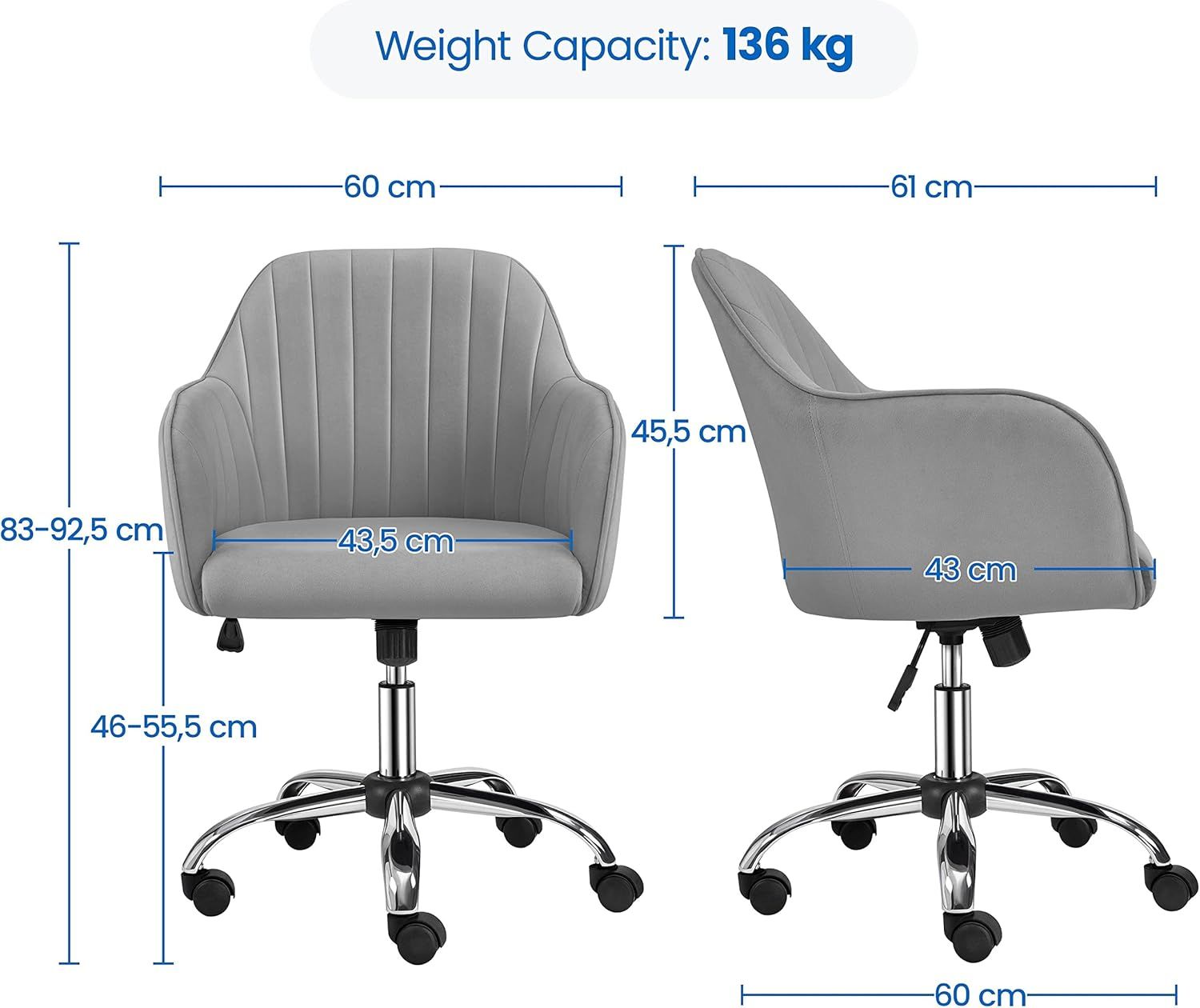 Ergonomic Swivel Office Chair – 360° Rotation, Rocking Function &amp; Padded Seat
