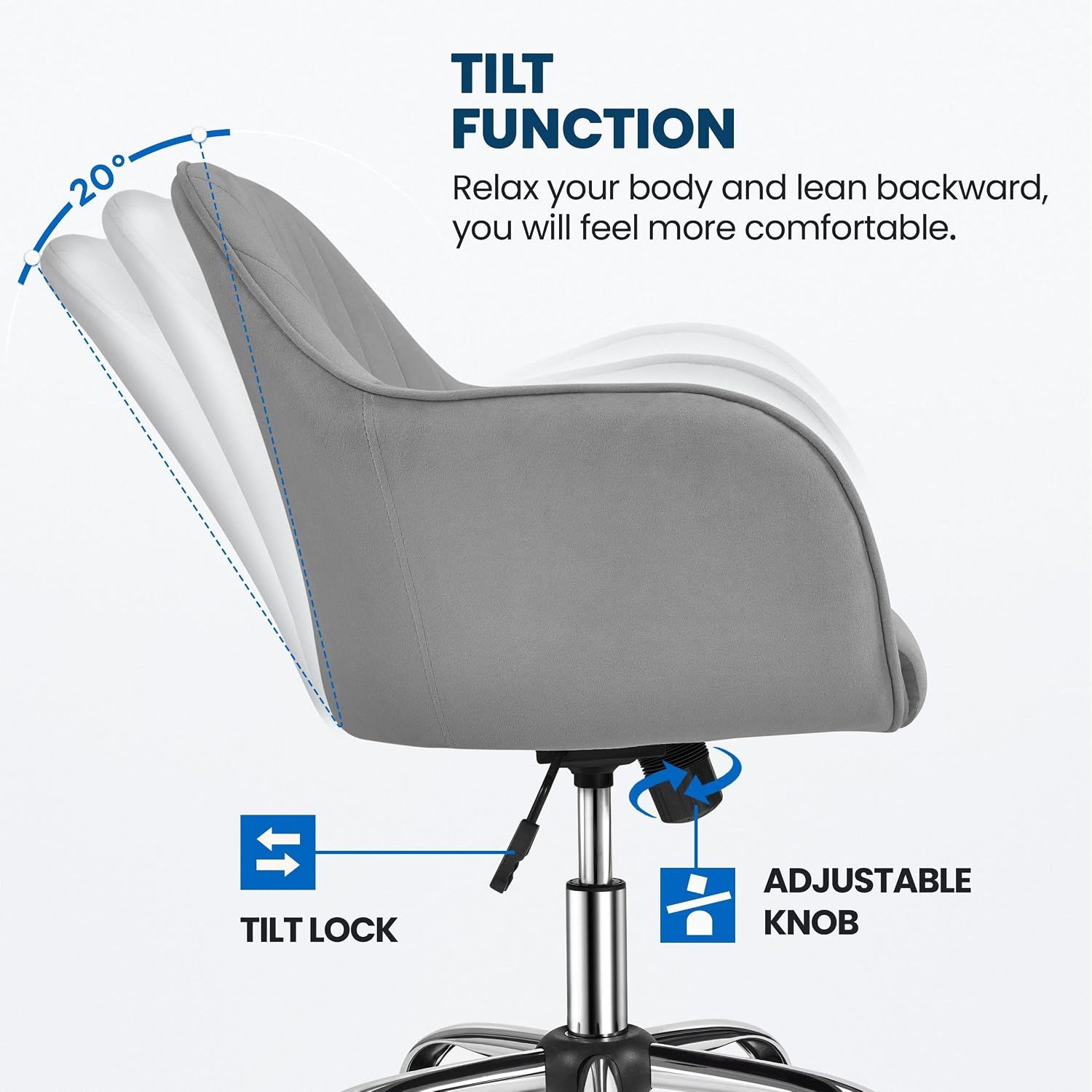 Ergonomic Swivel Office Chair – 360° Rotation, Rocking Function &amp; Padded Seat