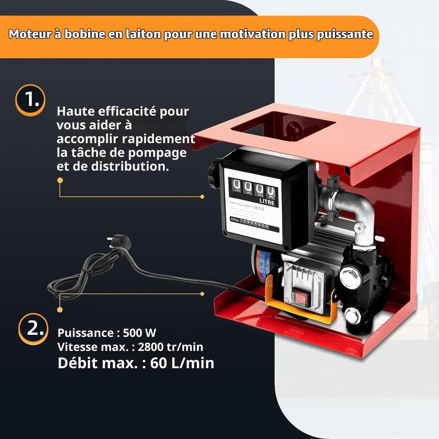 Self-priming 550W Diesel Transfer Pump with Digital Flow Meter – 230V