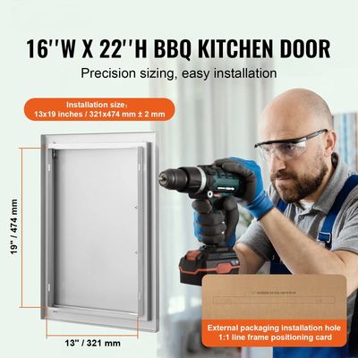 Stainless Steel BBQ Access Door – 16 x 22 Inch, Reversible Left/Right Opening