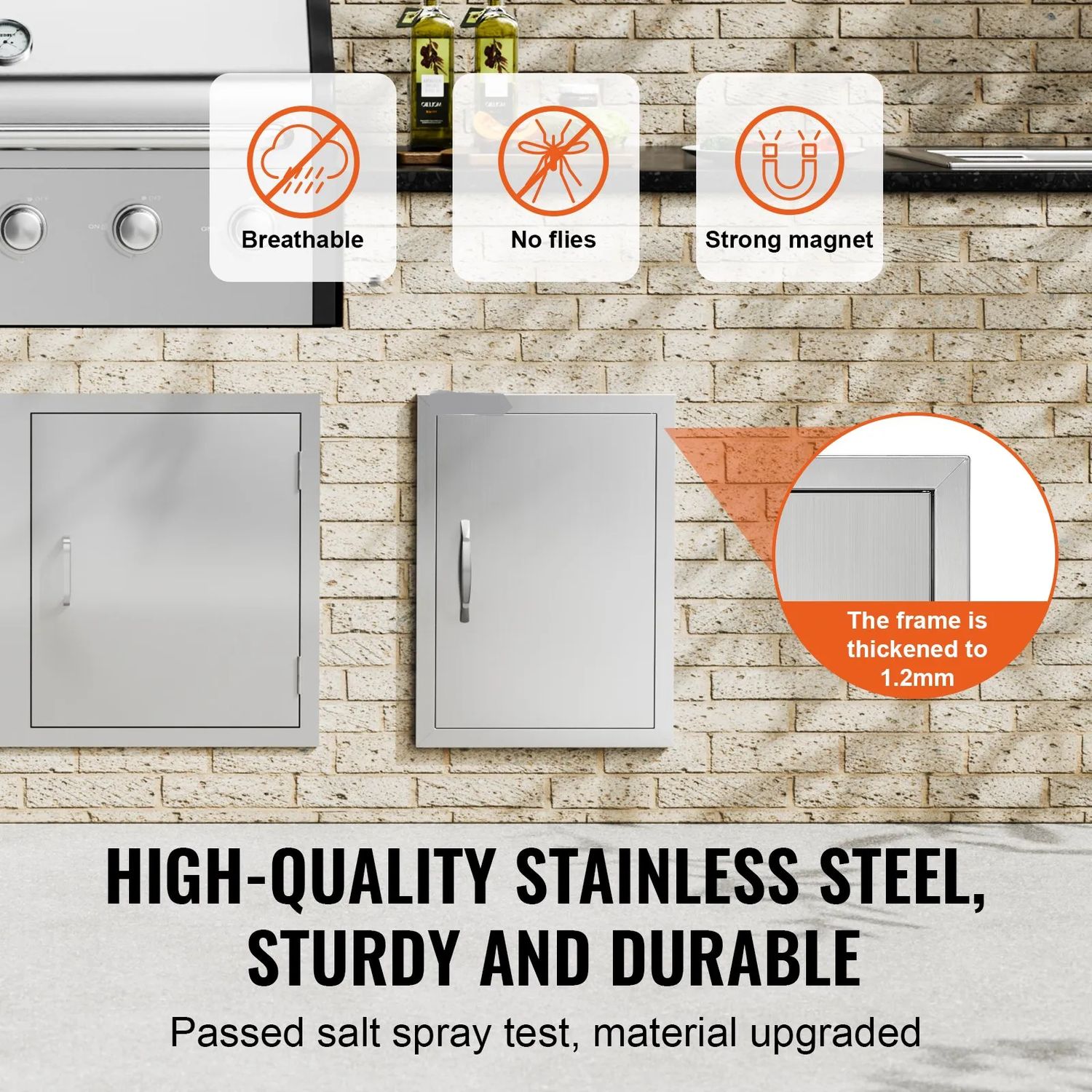 Stainless Steel BBQ Access Door – 16 x 22 Inch, Reversible Left/Right Opening