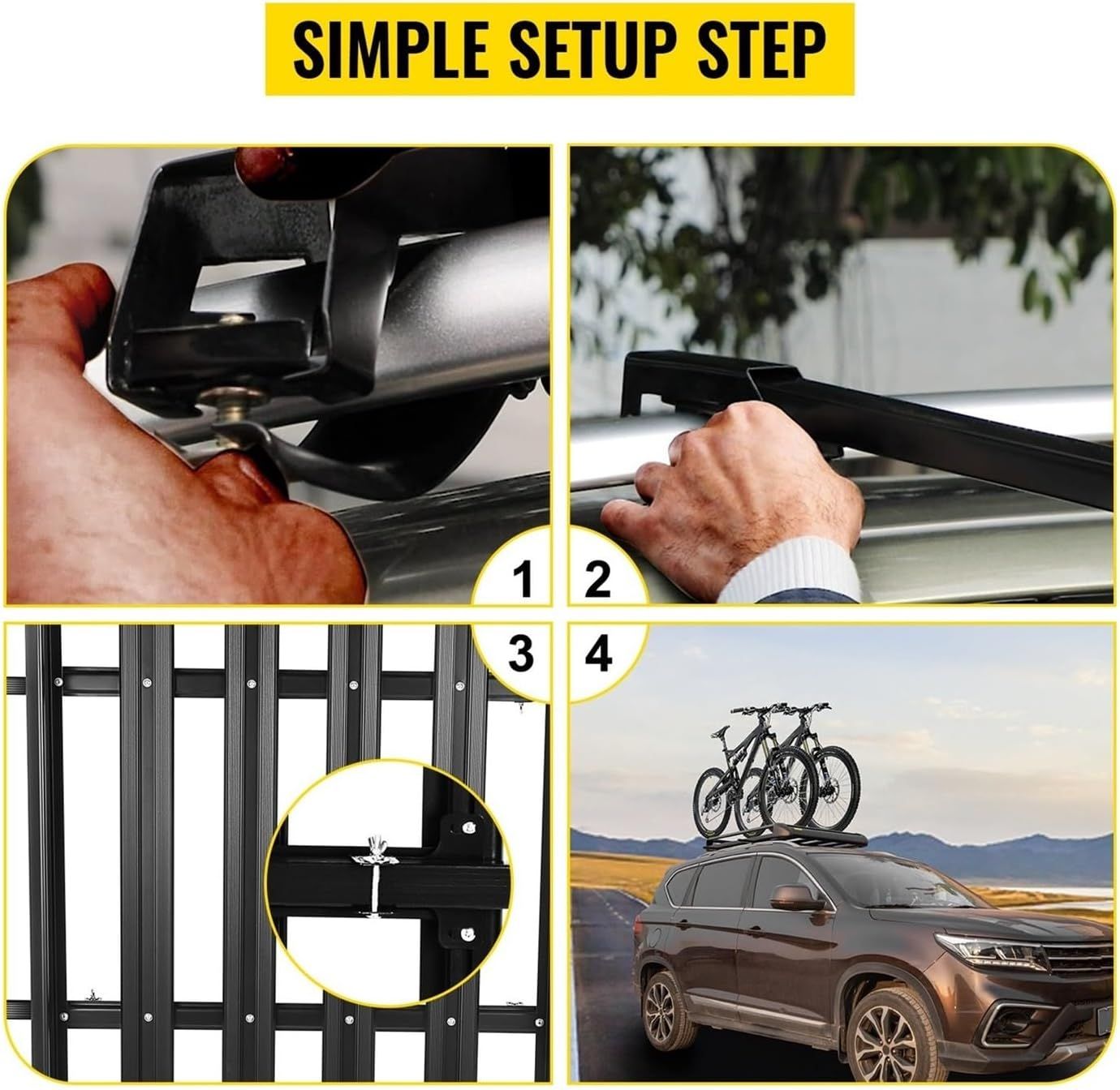 Universal Car Roof Rack 100KG Load Capacity Luggage Cargo Cross Bars