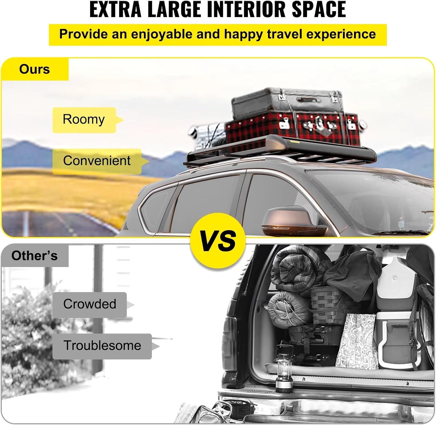 Universal Car Roof Rack 100KG Load Capacity Luggage Cargo Cross Bars