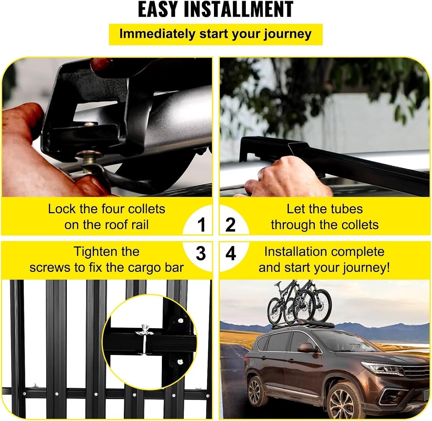 Universal Car Roof Rack 100KG Load Capacity Luggage Cargo Cross Bars