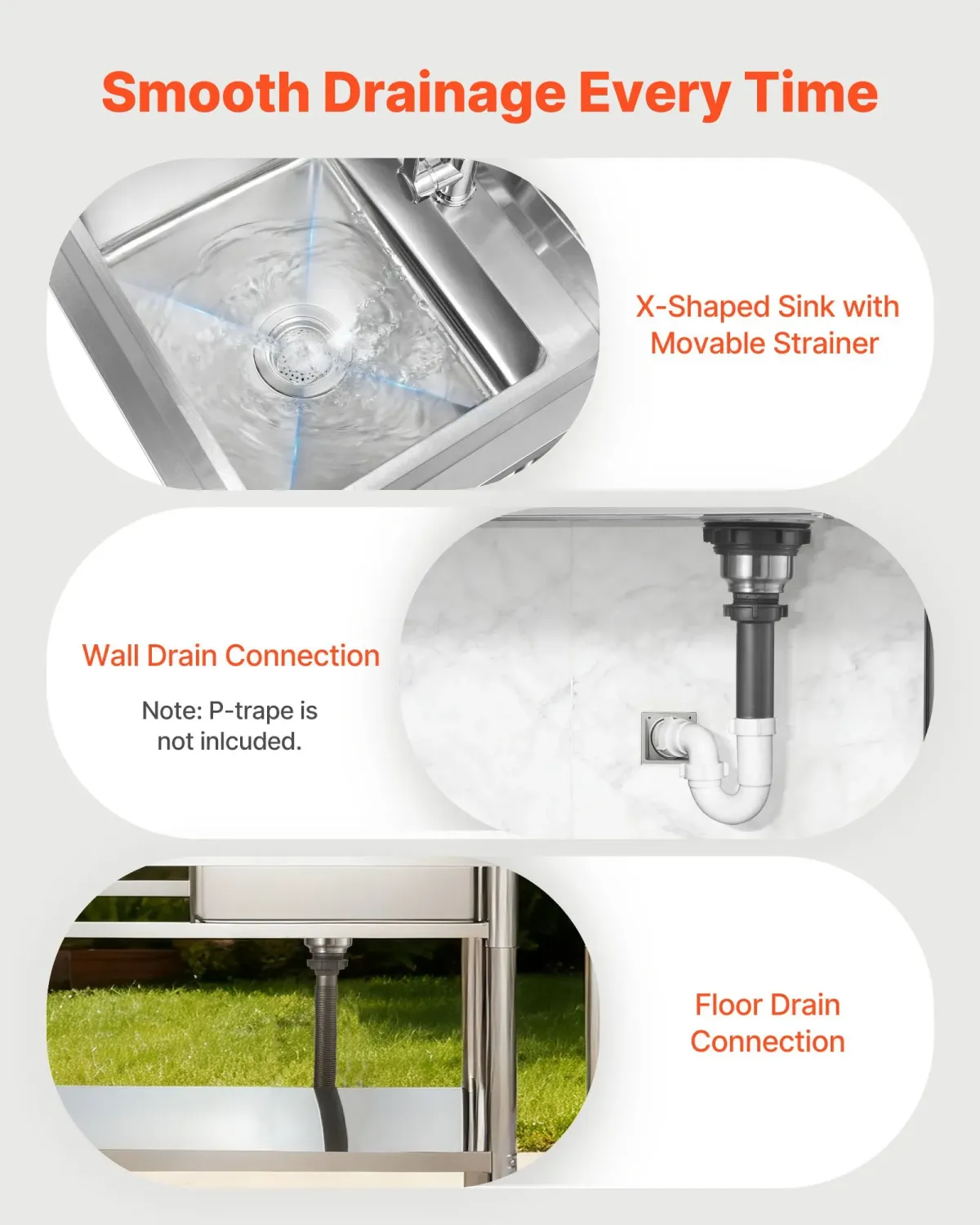 Stainless Steel Utility Sink with Wheels &amp; Faucet