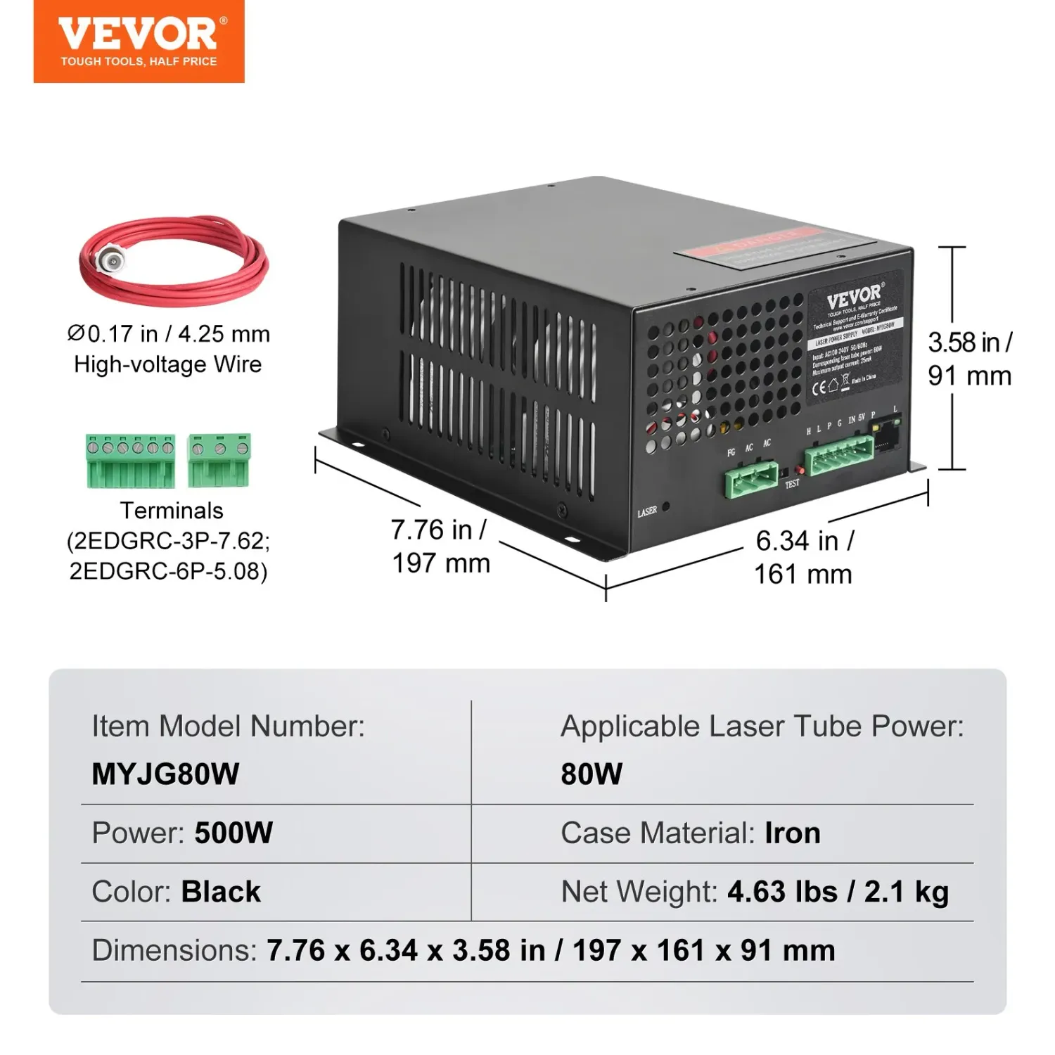 80W CO2 Laser Power Supply for Engraving Machines