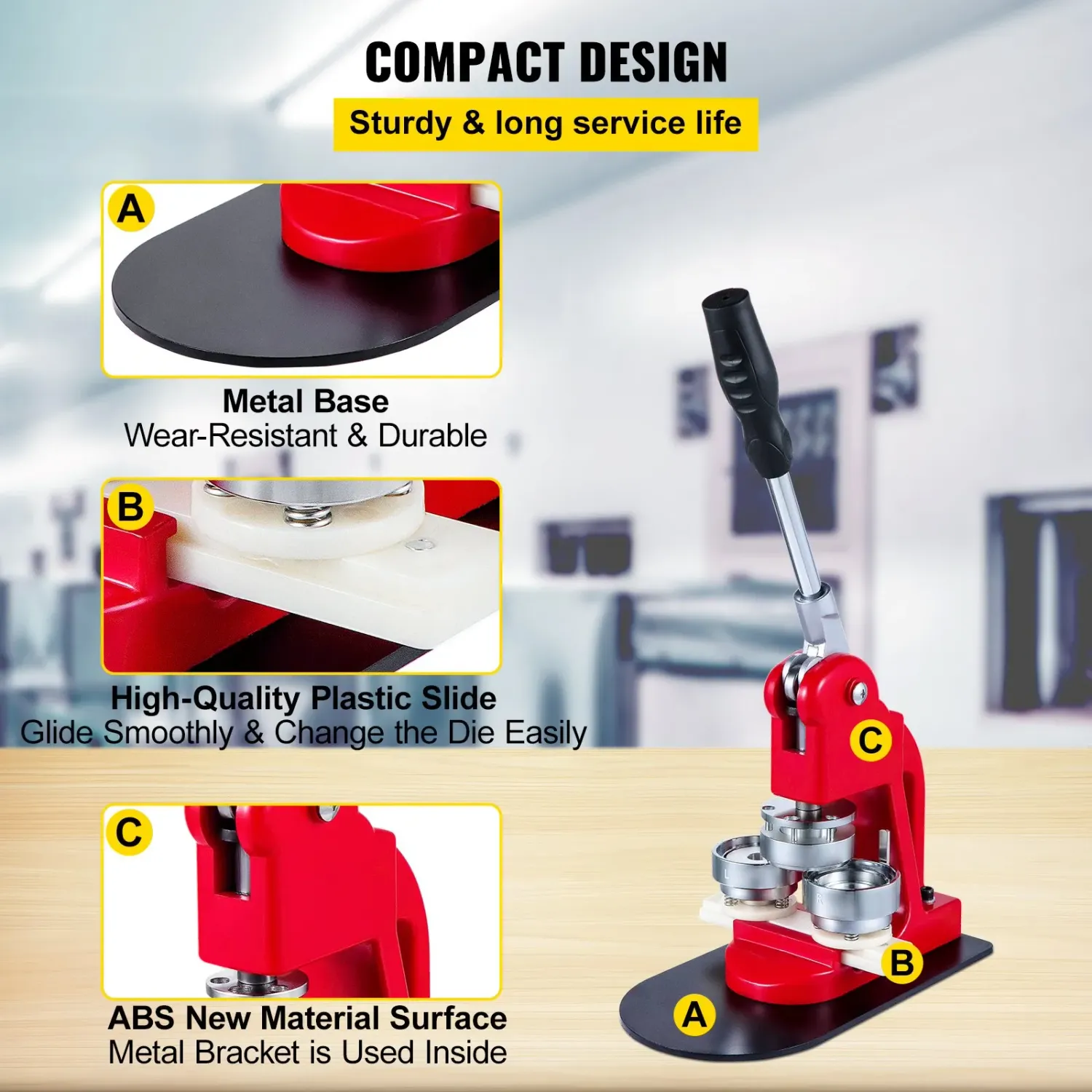 44mm Button Maker Badge Press Machine with 1000 Button Parts