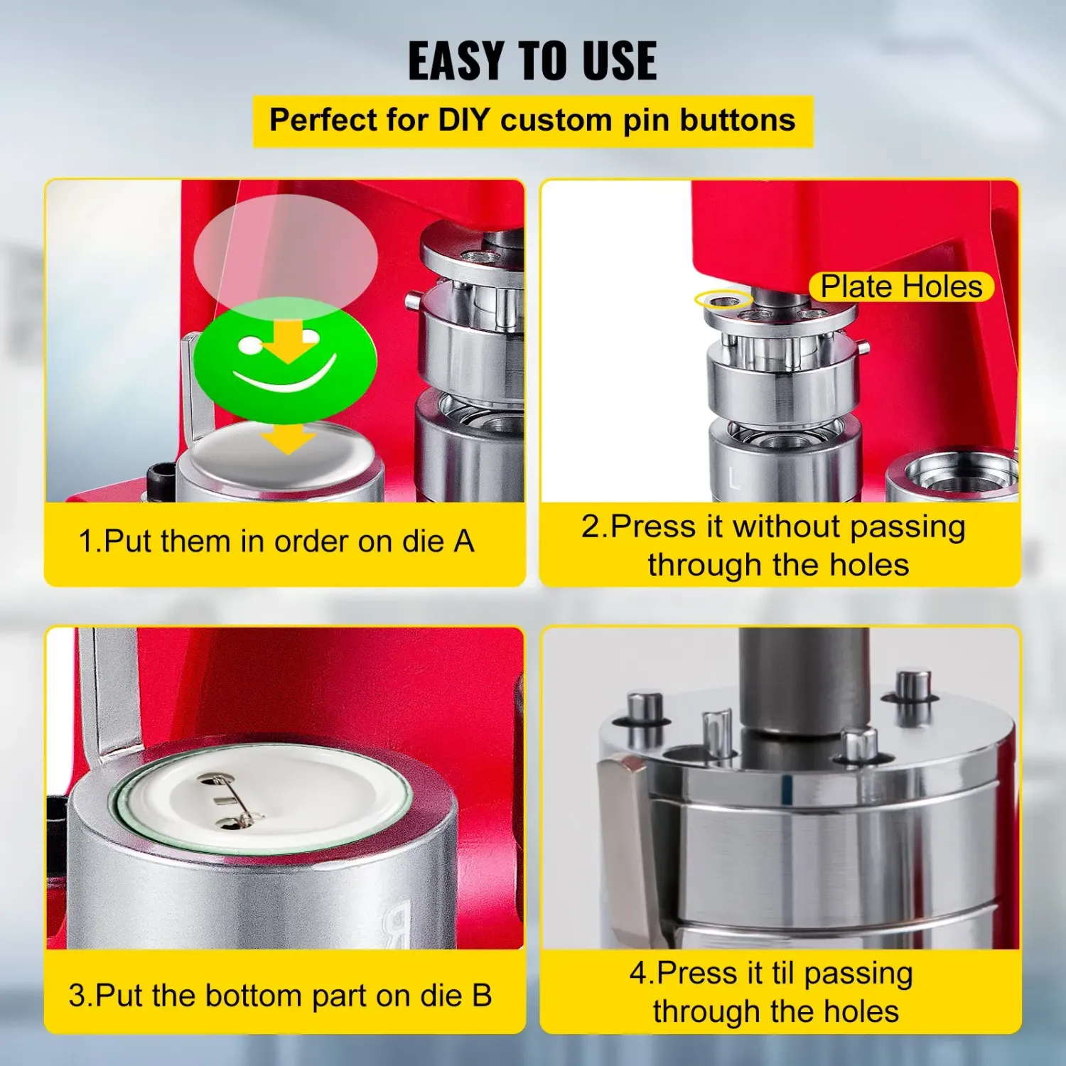 44mm Button Maker Badge Press Machine with 1000 Button Parts