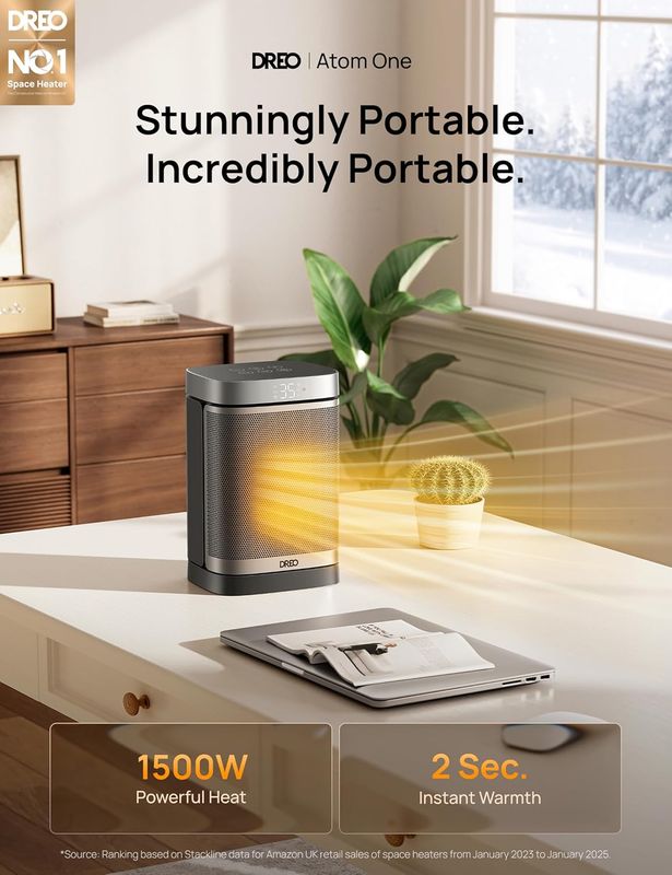 1500W PTC Ceramic Space Heater with Remote Control Oscillating Portable Electric Heater