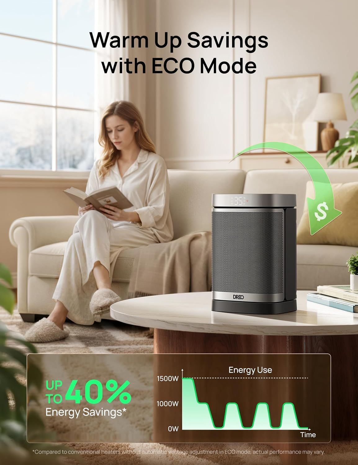1500W PTC Ceramic Space Heater with Remote Control Oscillating Portable Electric Heater