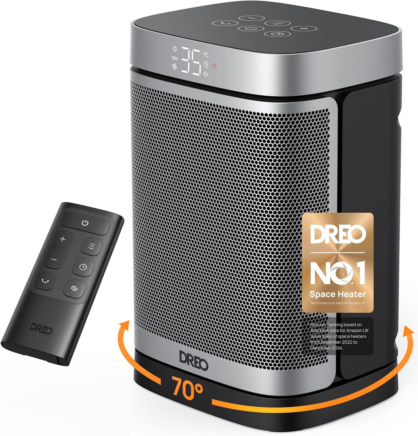 1500W PTC Ceramic Space Heater with Remote Control Oscillating Portable Electric Heater