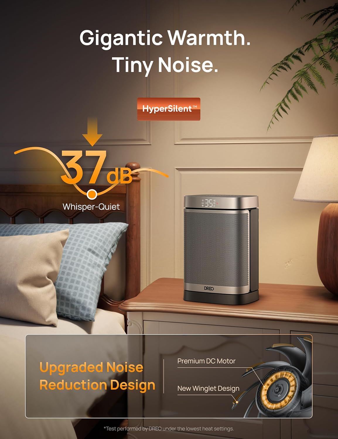 1500W PTC Ceramic Space Heater with Remote Control Oscillating Portable Electric Heater