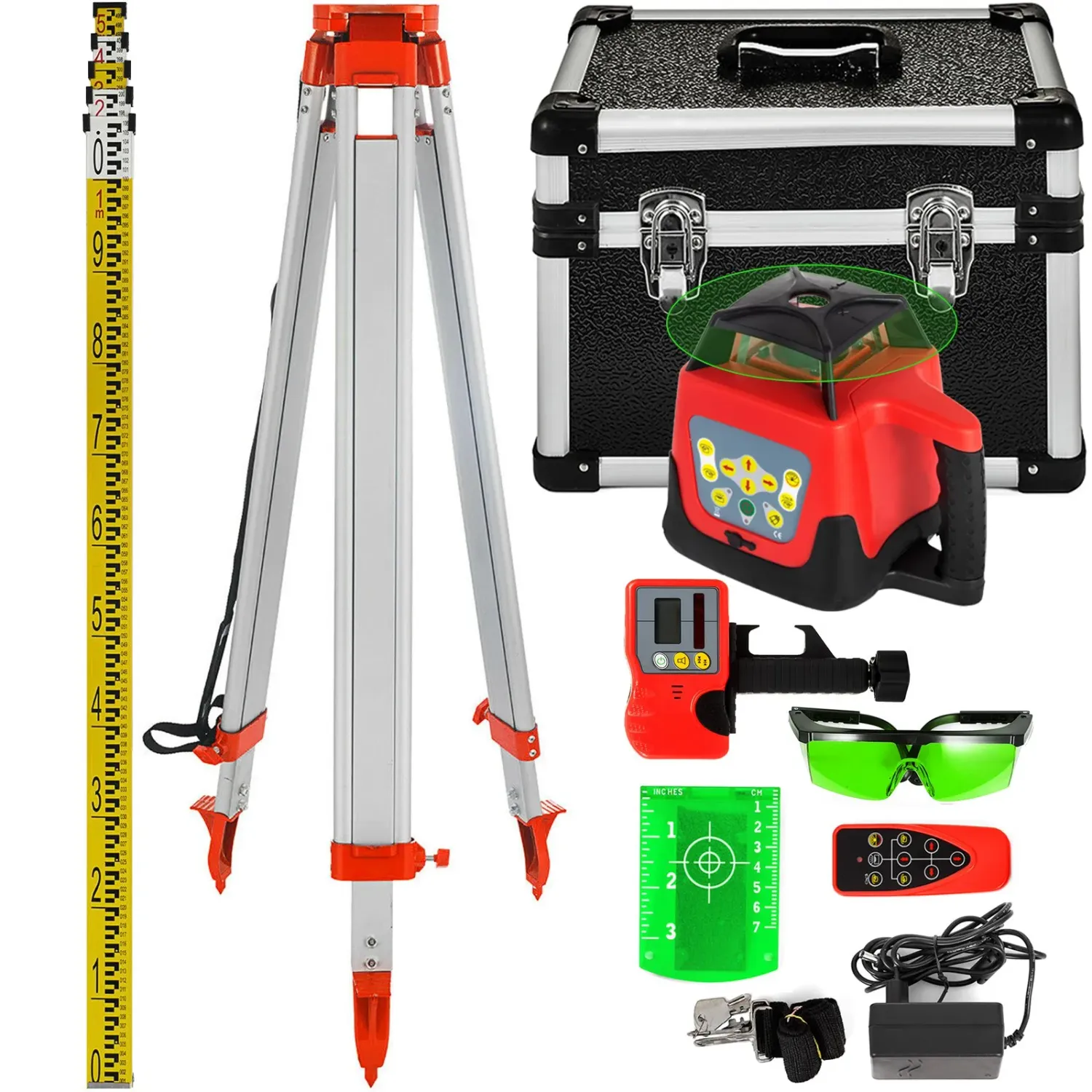 Rotary Laser Level Kit – 500m Green Beam Self-Leveling Laser with Tripod