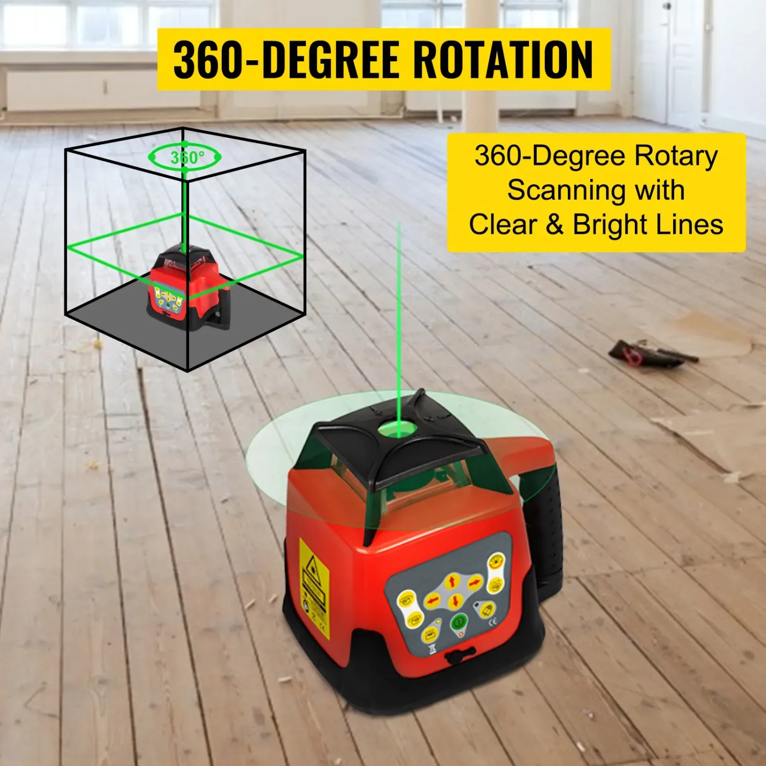 Rotary Laser Level Kit – 500m Green Beam Self-Leveling Laser with Tripod