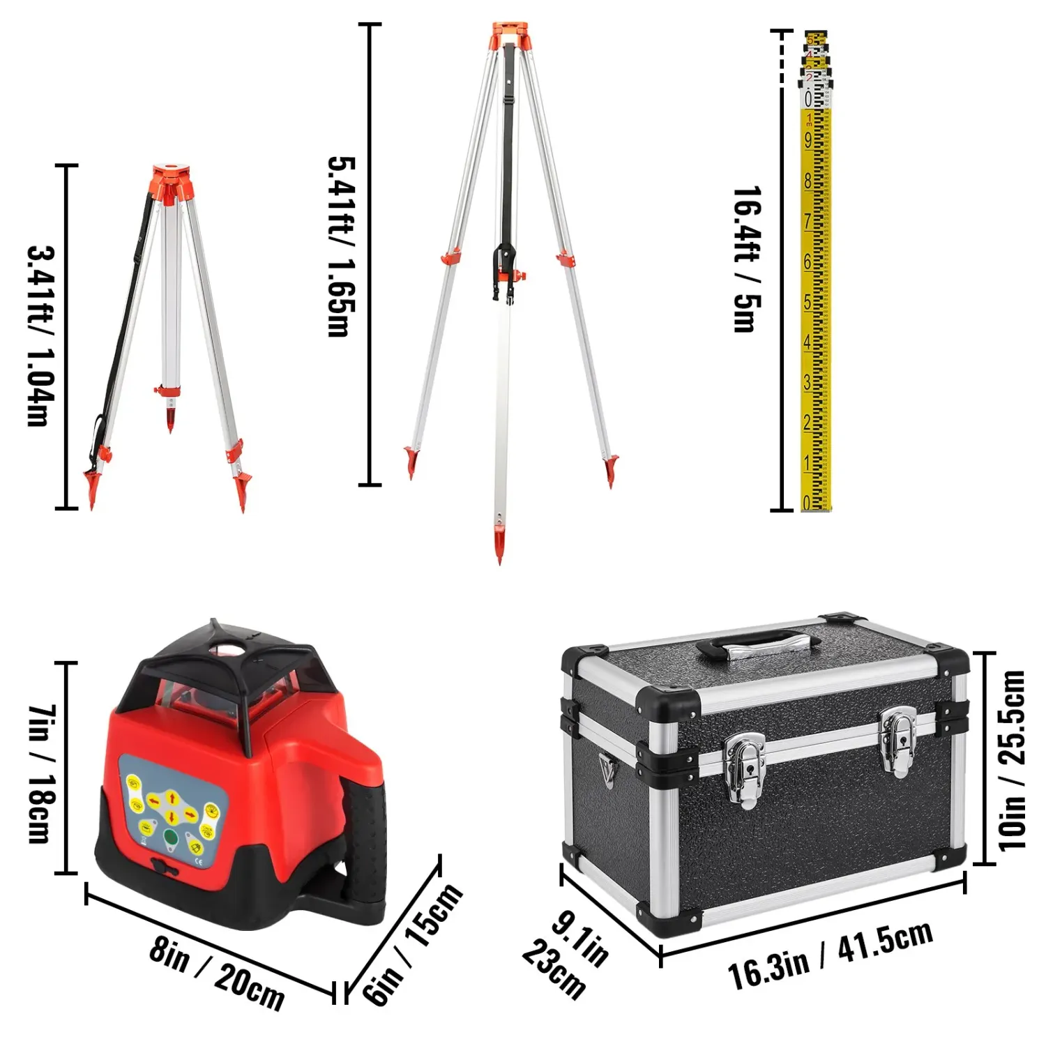 Rotary Laser Level Kit – 500m Green Beam Self-Leveling Laser with Tripod