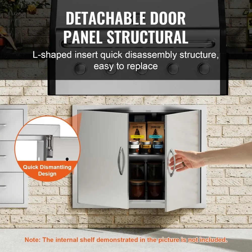 BBQ Kitchen Stainless Steel Double-Walled Door – 24"H x 31"W for Durable Outdoor Kitchen Storage