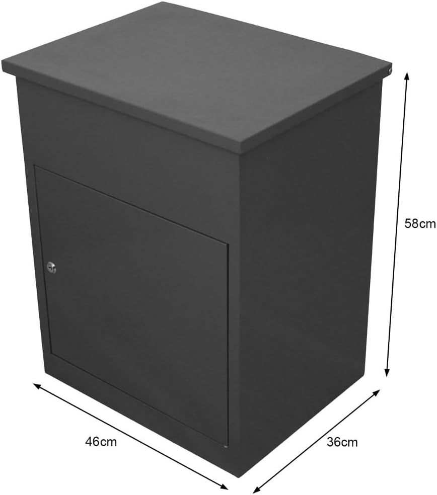 Large Parcel Mailbox Lockable Galvanised Steel Grey