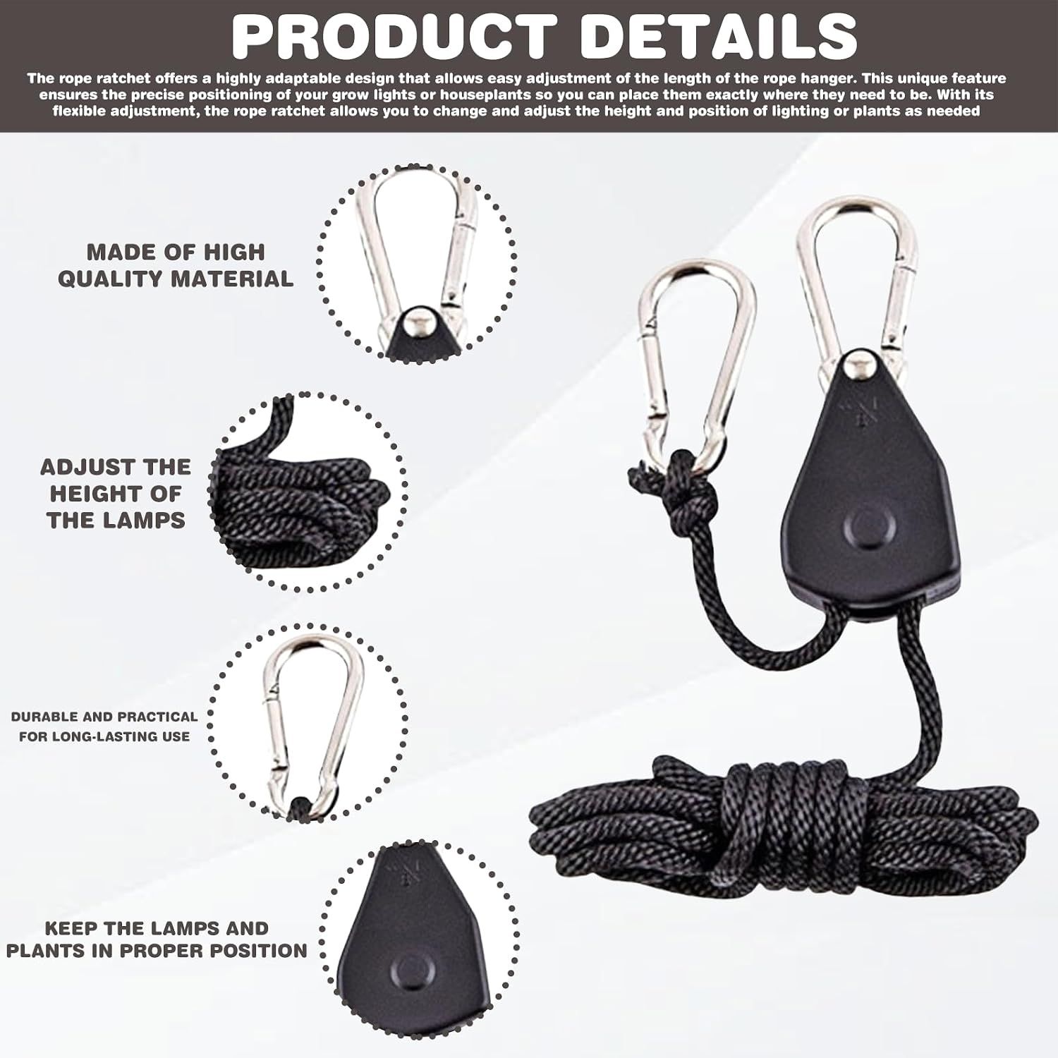 Rope ratchet Hangers – 2m Adjustable Hanging Straps, 68–75 kg Capacity