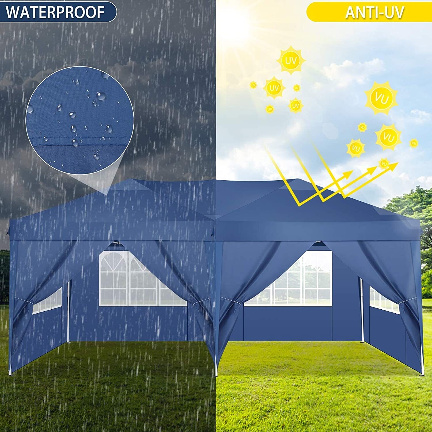 3x6m Folding Gazebo Waterproof Garden Tent