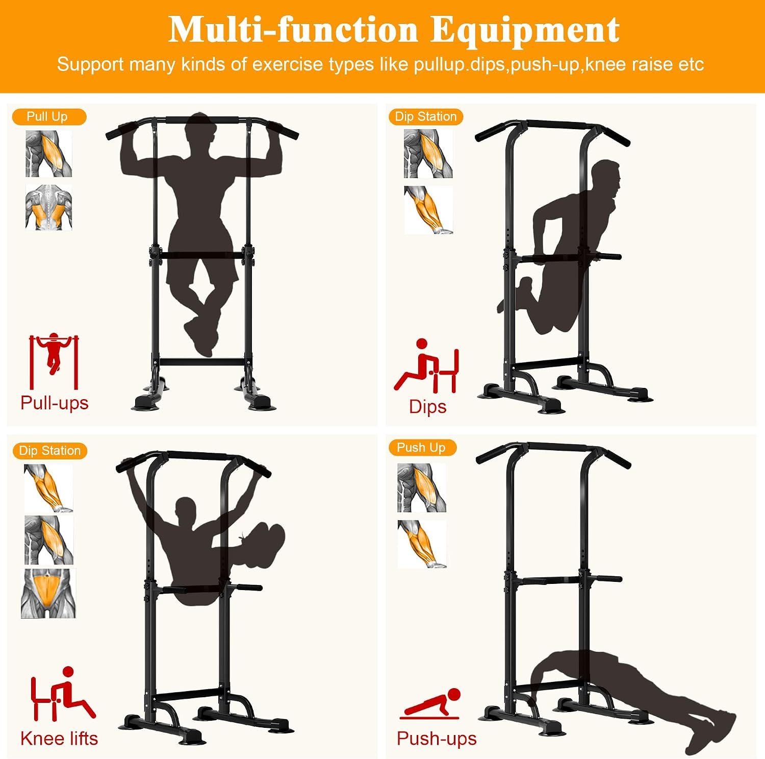 Power Tower Adjustable Dip Station Pull Up Bar 165–210cm