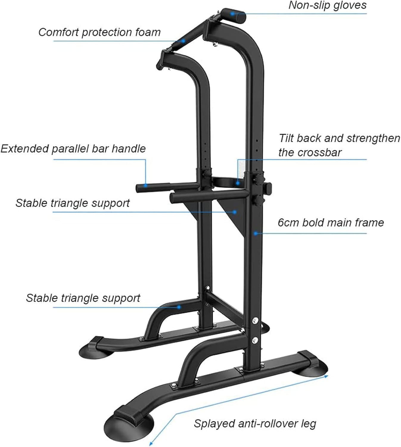 Power Tower Adjustable Dip Station Pull Up Bar 165–210cm