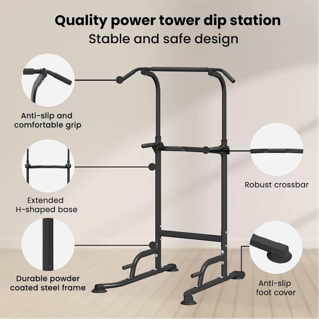 Power Tower Adjustable Dip Station – Multi-Function Pull-Up &amp; Strength Training Station