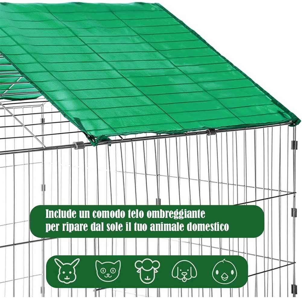 80 x 75cm Small Animal Fence, Steel Rabbit Guinea Pig Chicken Pet Playpen with Sun Protection