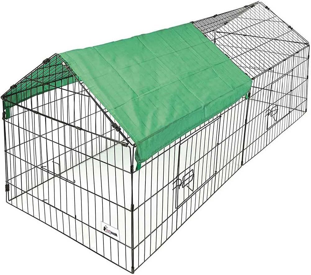80 x 75cm Small Animal Fence, Steel Rabbit Guinea Pig Chicken Pet Playpen with Sun Protection