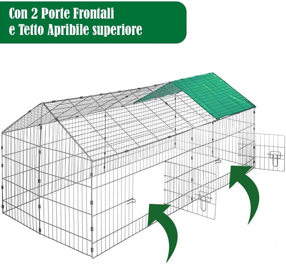 80 x 75cm Small Animal Fence, Steel Rabbit Guinea Pig Chicken Pet Playpen with Sun Protection