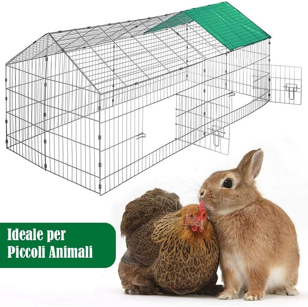 80 x 75cm Small Animal Fence, Steel Rabbit Guinea Pig Chicken Pet Playpen with Sun Protection