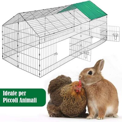80 x 75cm Small Animal Fence, Steel Rabbit Guinea Pig Chicken Pet Playpen with Sun Protection