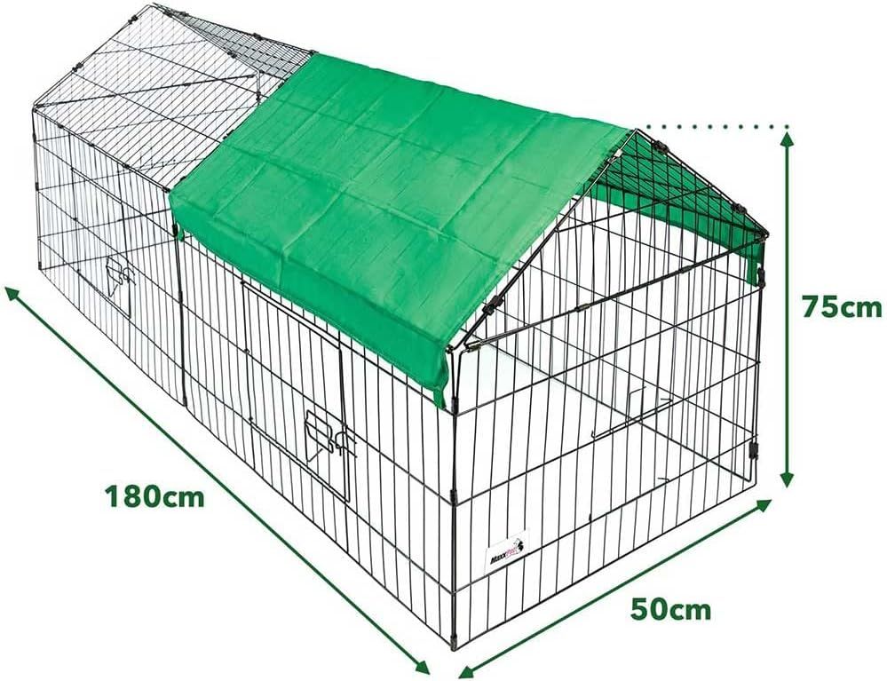 80 x 75cm Small Animal Fence, Steel Rabbit Guinea Pig Chicken Pet Playpen with Sun Protection