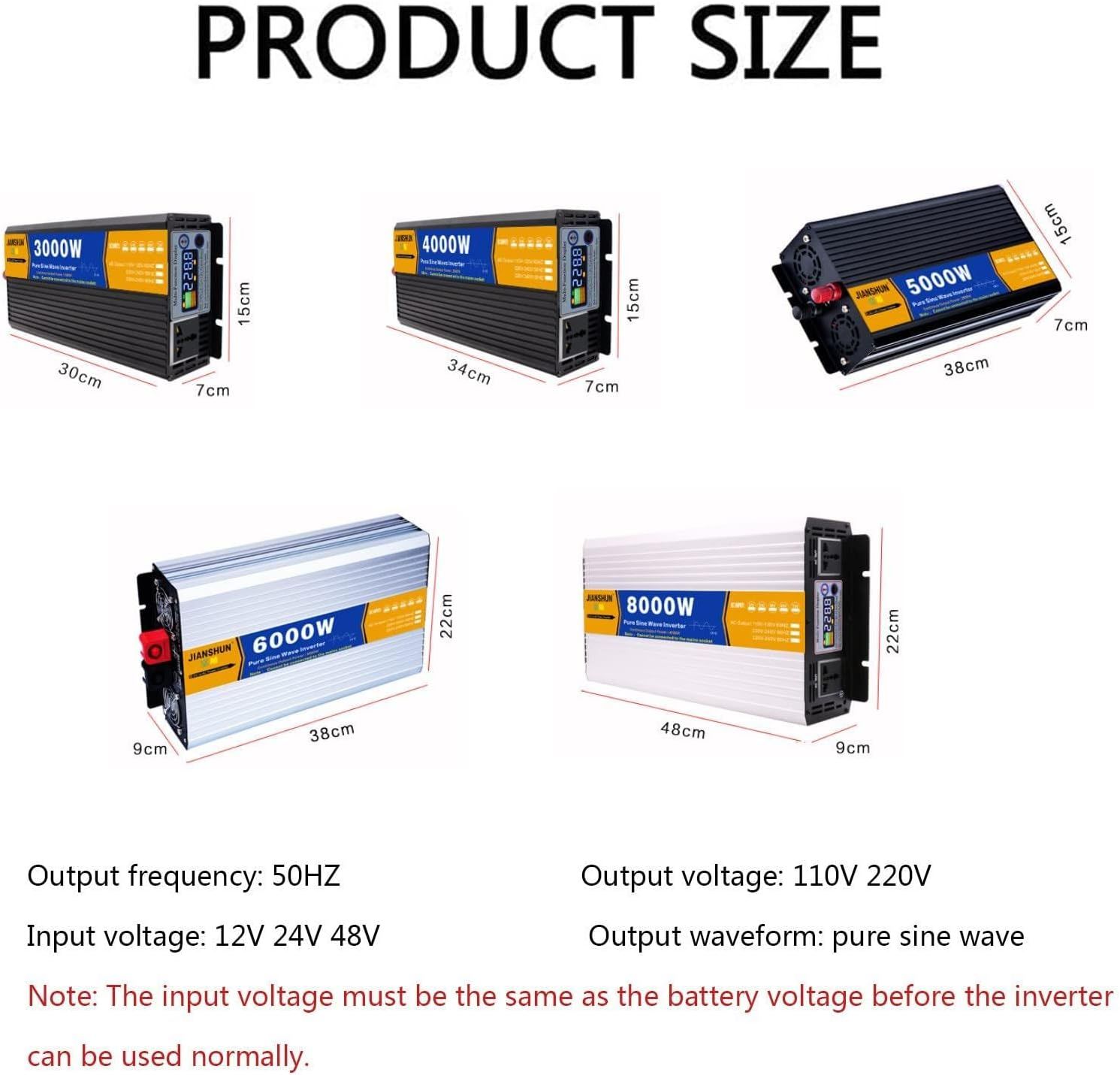 Power Inverter 4000W  12V to 230V Converter