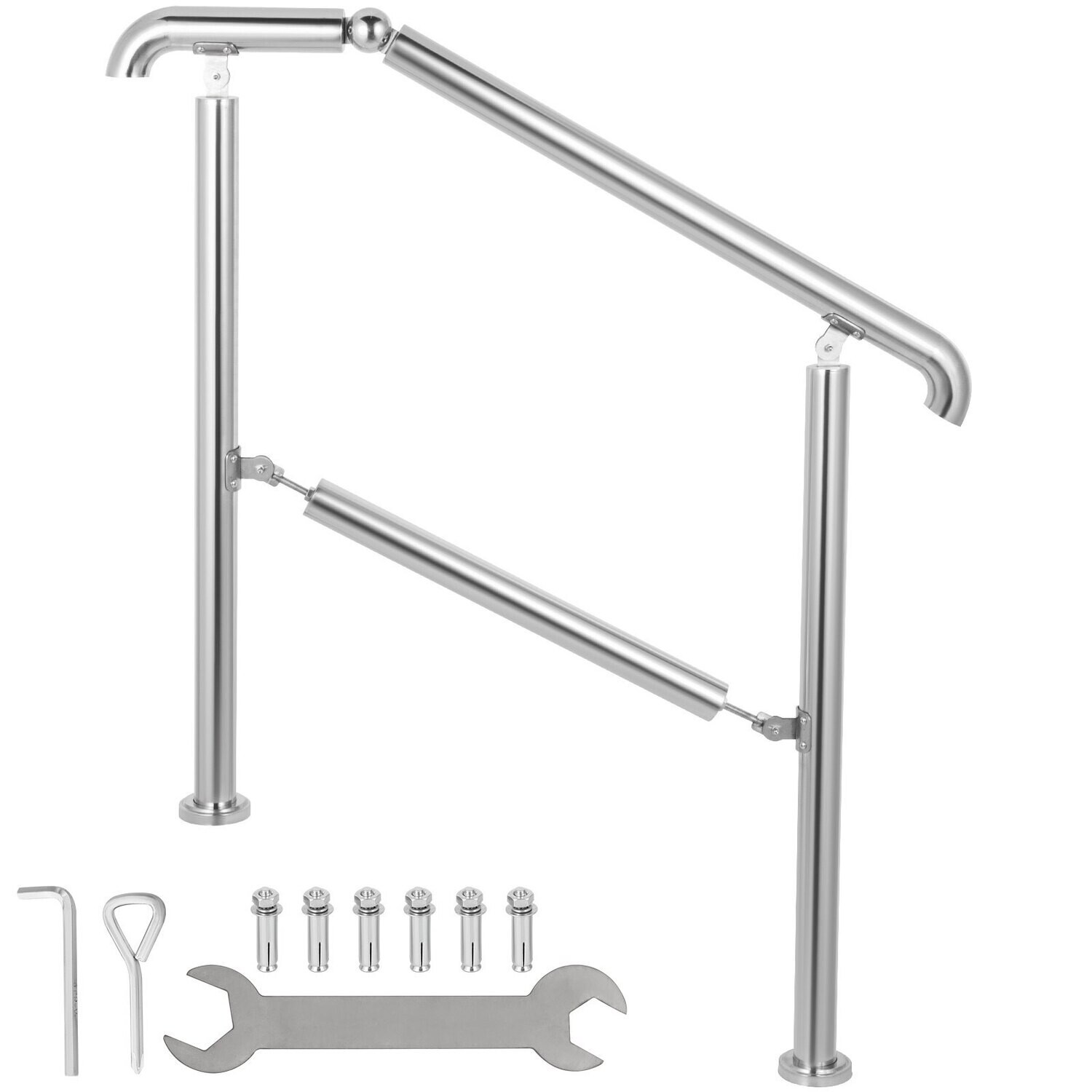 Stair Railing, 5 Steps, House Entrance Handrail Stainless Steel, Size: 3.5ft