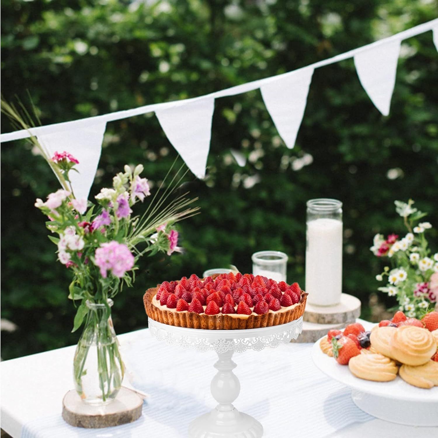 Set of 10-Piece White Metal Cake &amp; Dessert Stand Set
