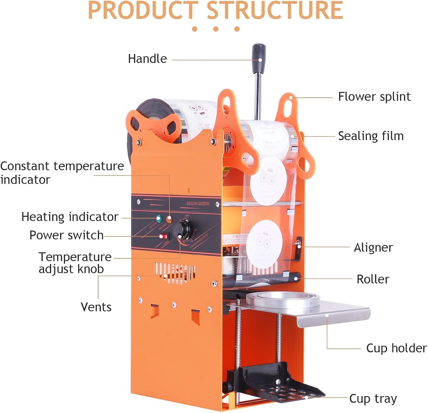 300W Manual Cup Sealing Machine – 400–500 Cups/Hour | 70/75/90/95mm