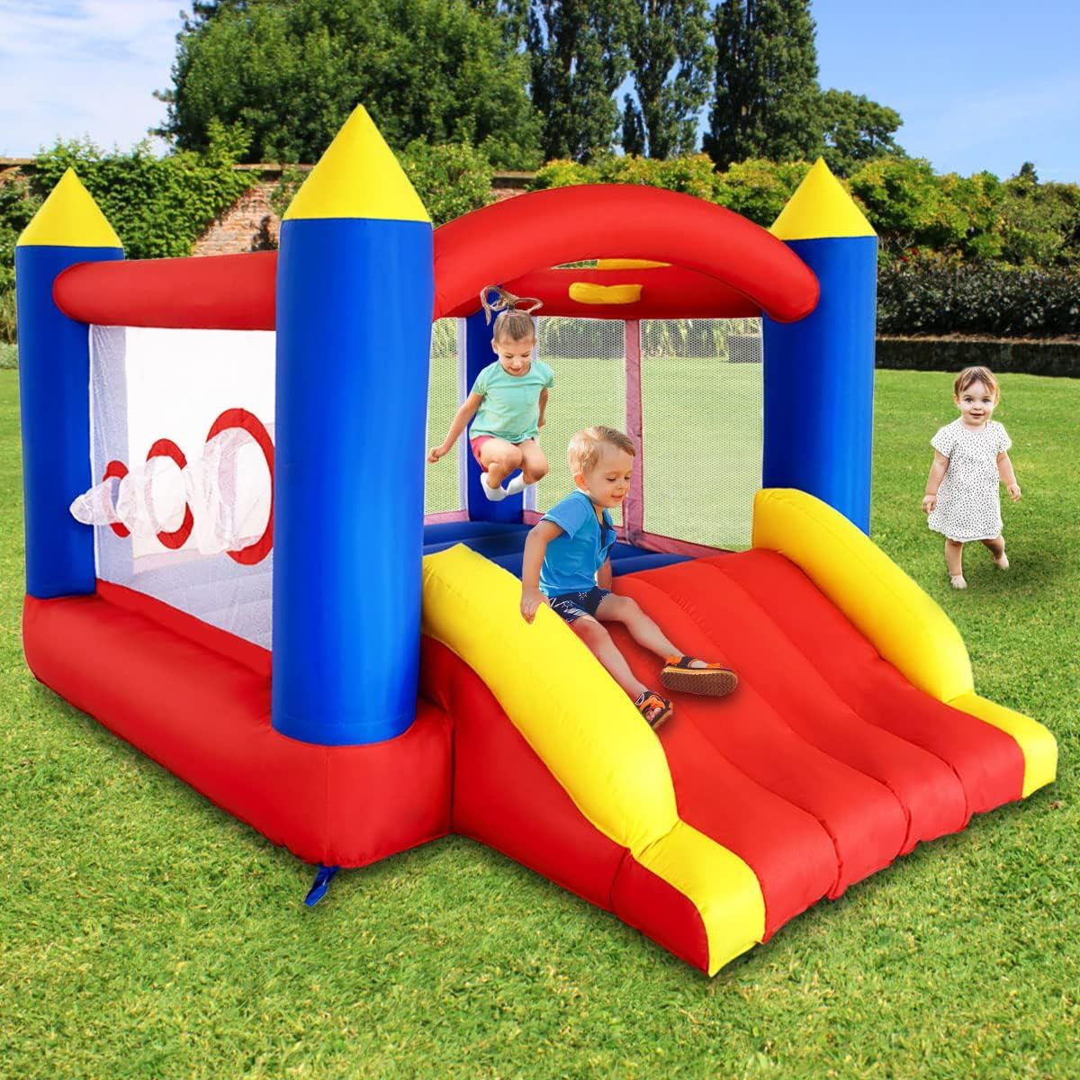 Oversized Inflatable Trampoline Bouncy Castle with Wide Slide Ball Pit
