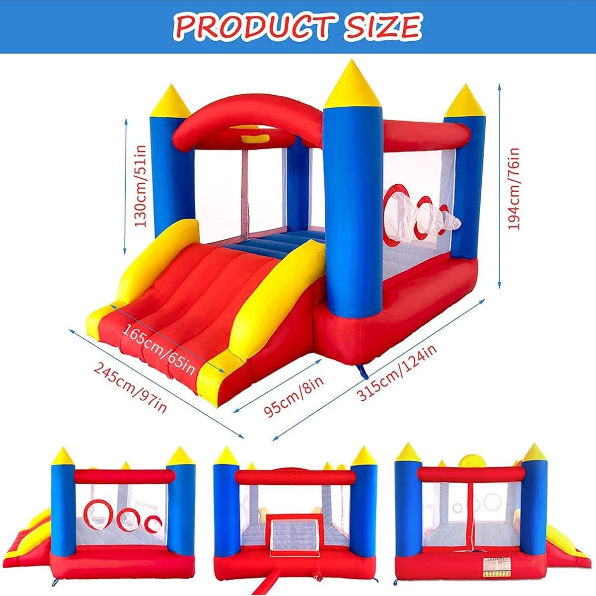 Oversized Inflatable Trampoline Bouncy Castle with Wide Slide Ball Pit