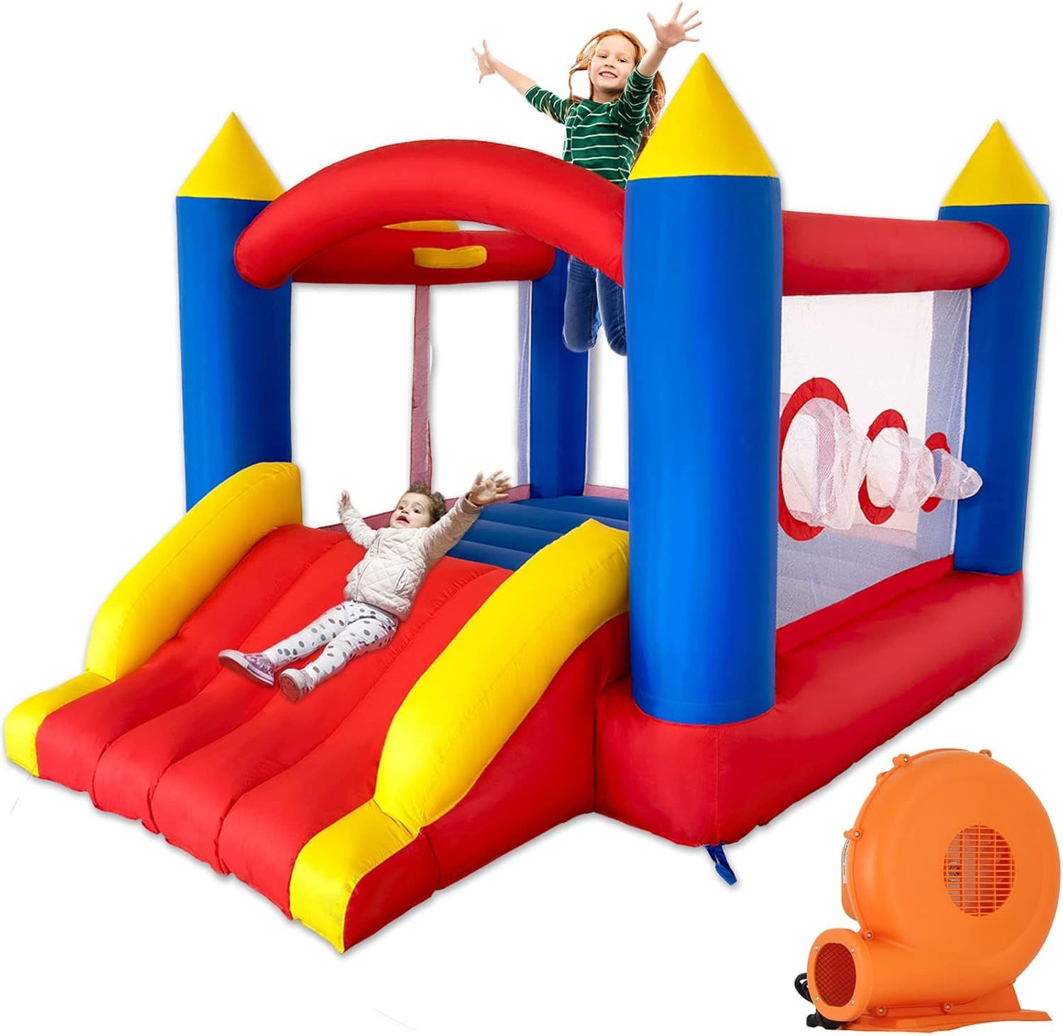 Oversized Inflatable Trampoline Bouncy Castle with Wide Slide Ball Pit