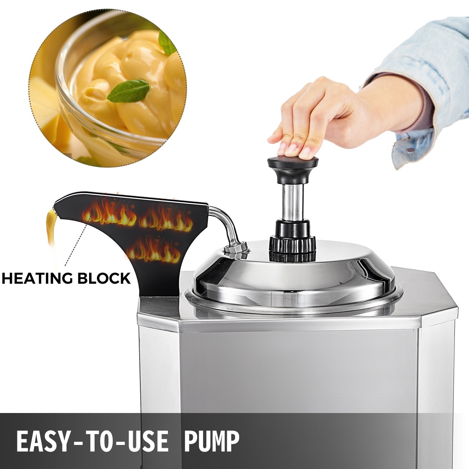 Pump for Fudge &amp; Nacho Cheese Sauce Warmer Pump Dispenser – 2.5L