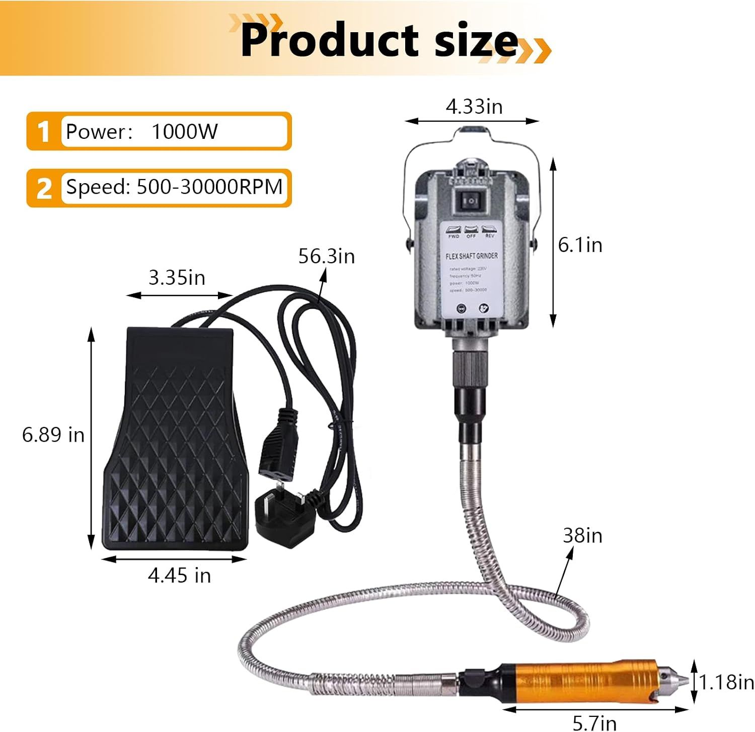 1000W Flex Shaft Rotary Engraving Machine