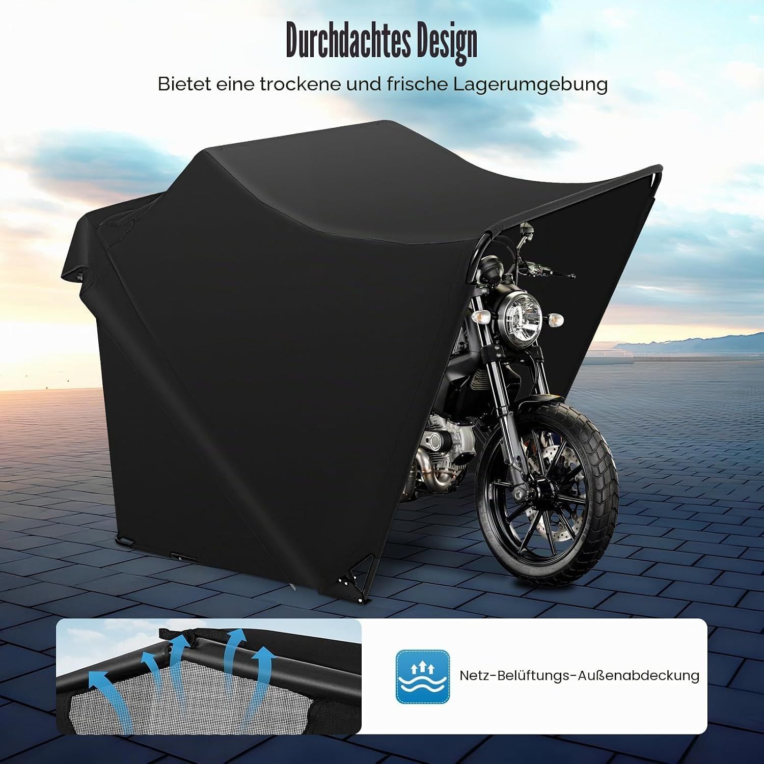 Small Silver Motorcycle Storage Shelter – Waterproof Oxford Cloth &amp; Steel Frame