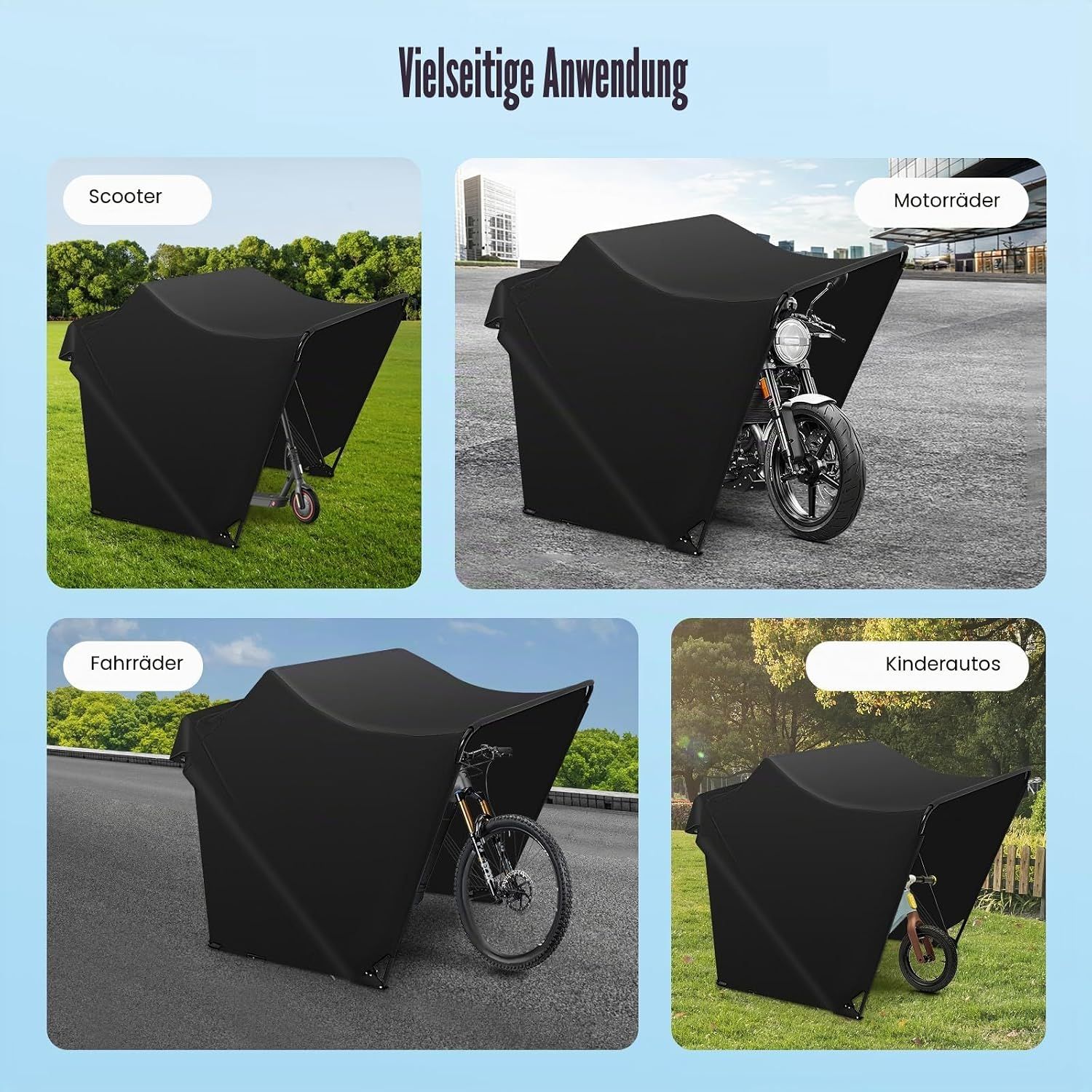 Small Silver Motorcycle Storage Shelter – Waterproof Oxford Cloth &amp; Steel Frame