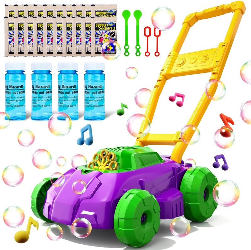 Purple and Green Kids Automatic Bubble Mower Toy – Electric Bubble Machine