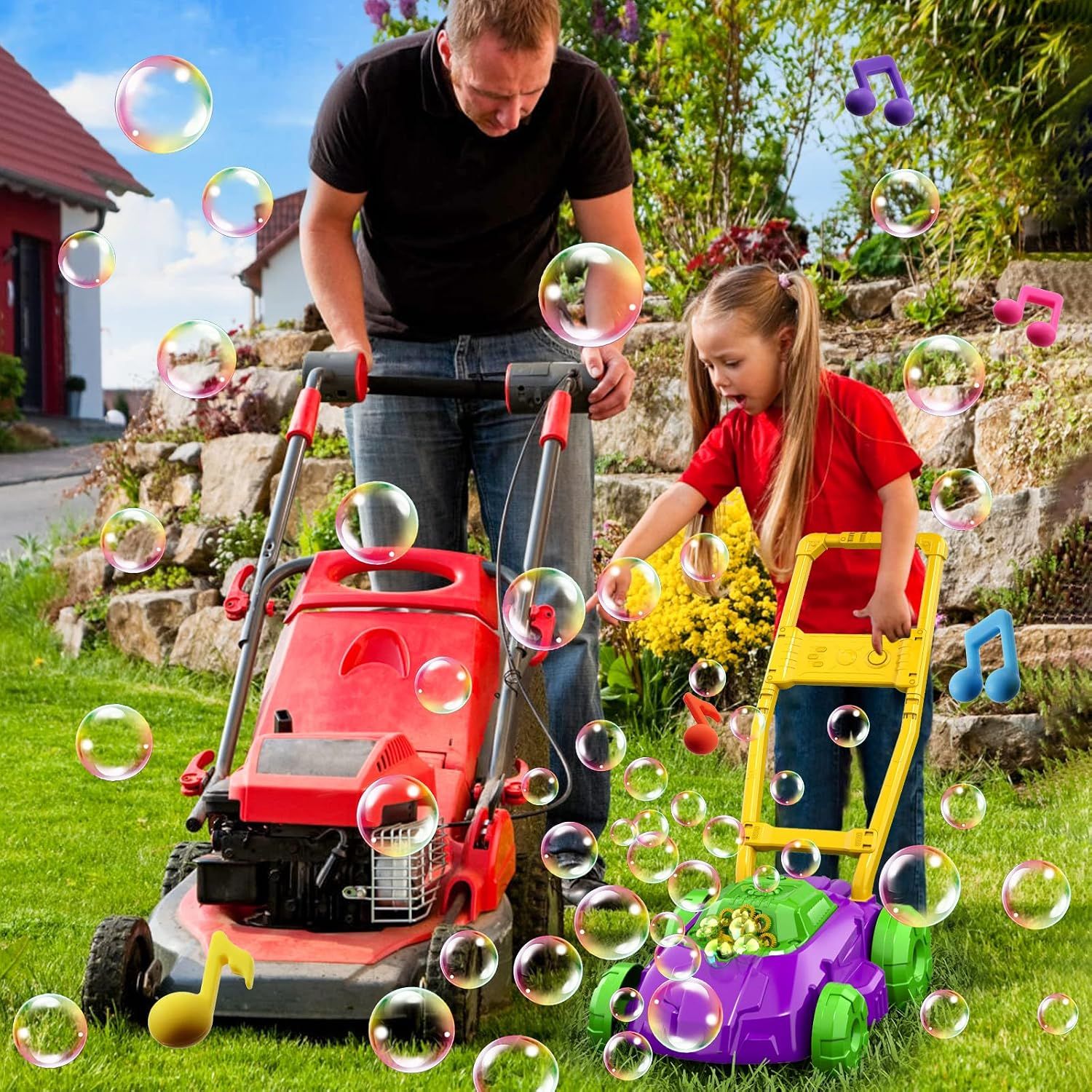 Purple and Green Kids Automatic Bubble Mower Toy – Electric Bubble Machine