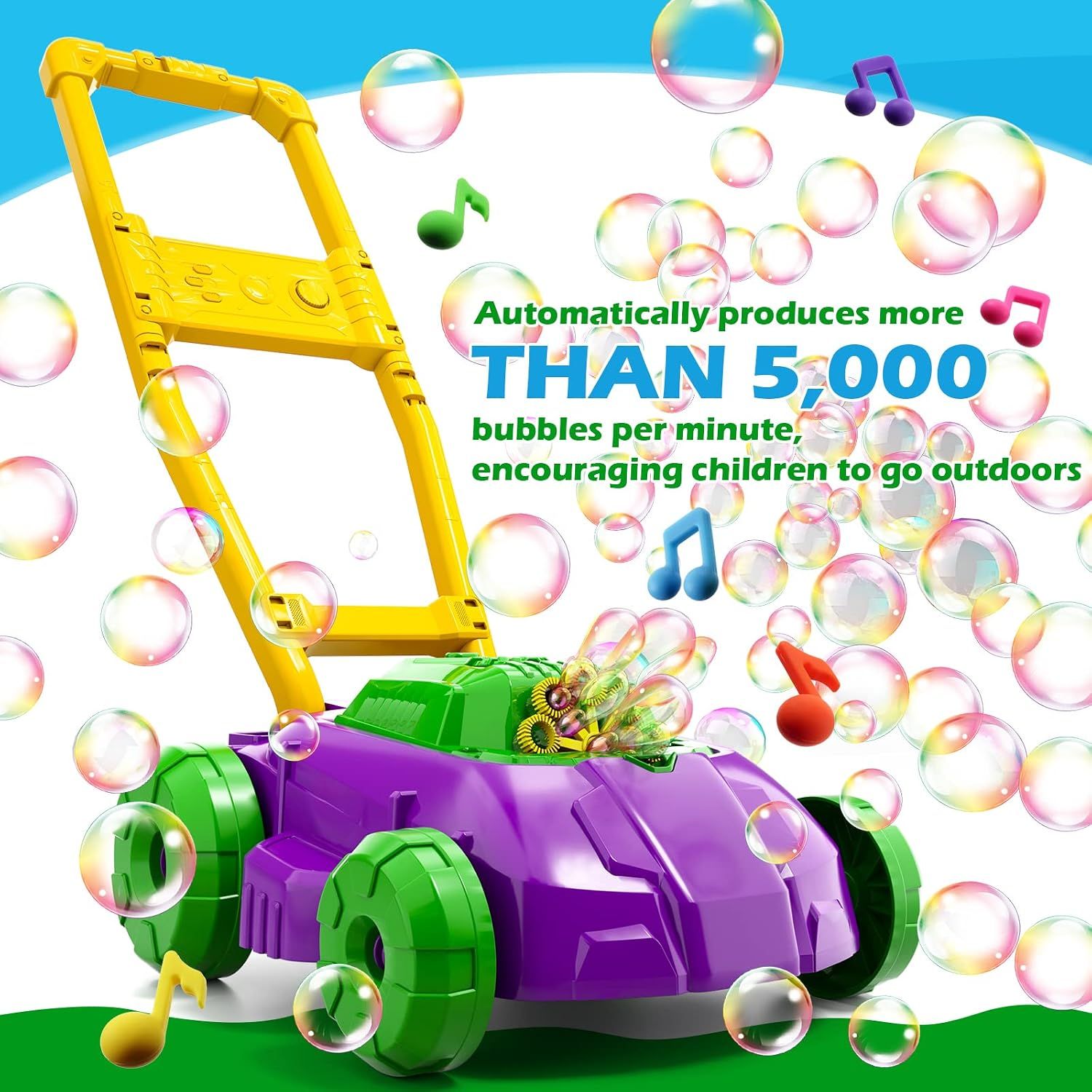 Purple and Green Kids Automatic Bubble Mower Toy – Electric Bubble Machine